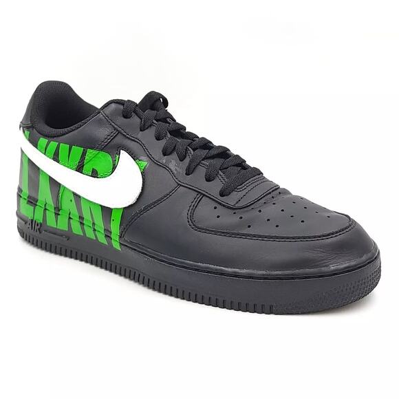 Nike Air Force 1 07 QS Men Sneakers Size US 11.5 Black Green Custom AH8462-002 - Picture 1 of 9